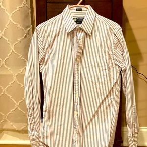 JCrew cotton dress shirt. White with purple stripes.